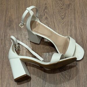 Aldo White Block Heel Sandals
